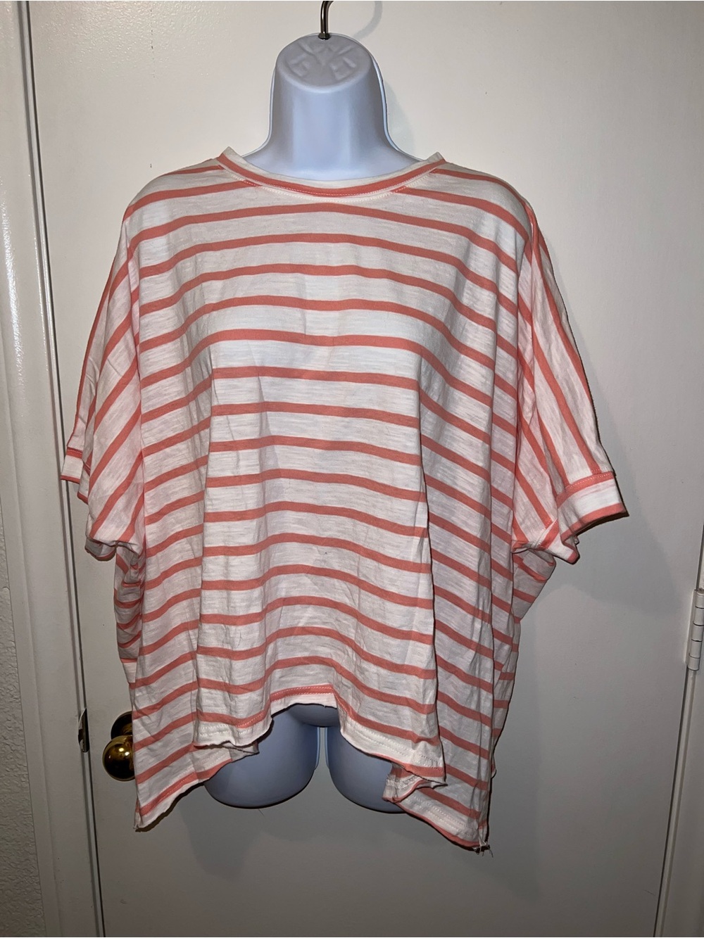 Pink Lily White Tee with Coral Stripes